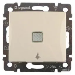 Выключатель кнопочный одноклавишный Legrand Valena 10A 250V Лампа слоновая кость 774313