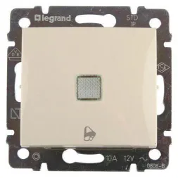 Выключатель кнопочный одноклавишный Legrand Valena 10A 250V с подсветкой Звонок слоновая кость 77411