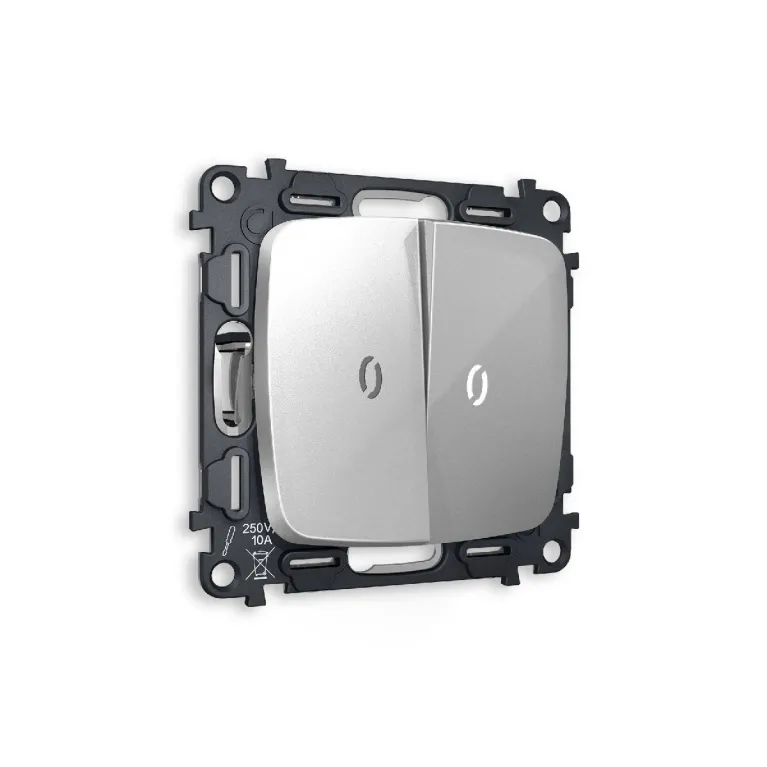 Комплект механизма 2-кл выключателя с подсветкой Ambrella Volt Omega MO404015