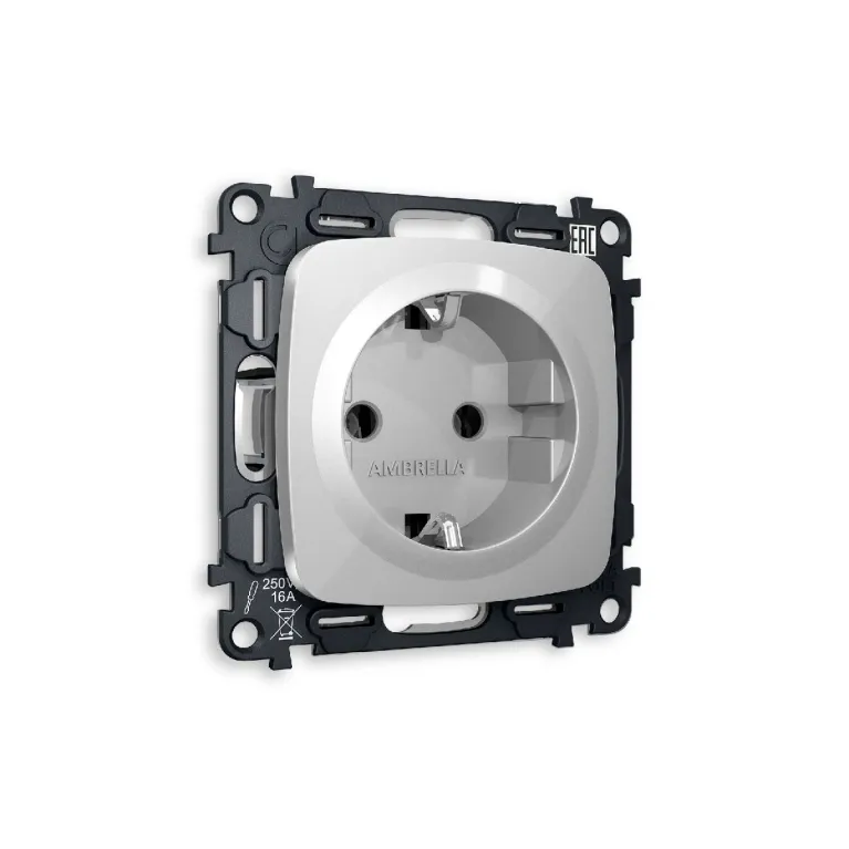 Комплект механизма розетки с/з на винтовых зажимах Ambrella Volt Omega MO406010