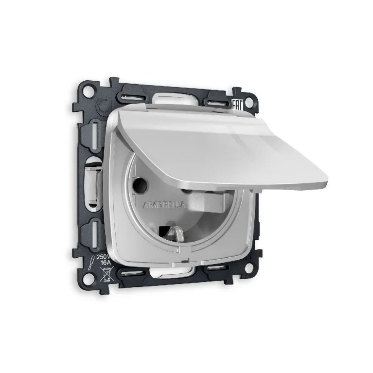 Комплект механизма розетки с/з со шторками и крышкой Ambrella Volt Omega MO408010