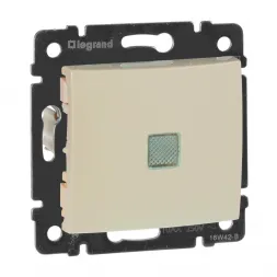 Переключатель одноклавишный на 2 направления Legrand Valena 10A 250V с подсветкой слоновая кость 774