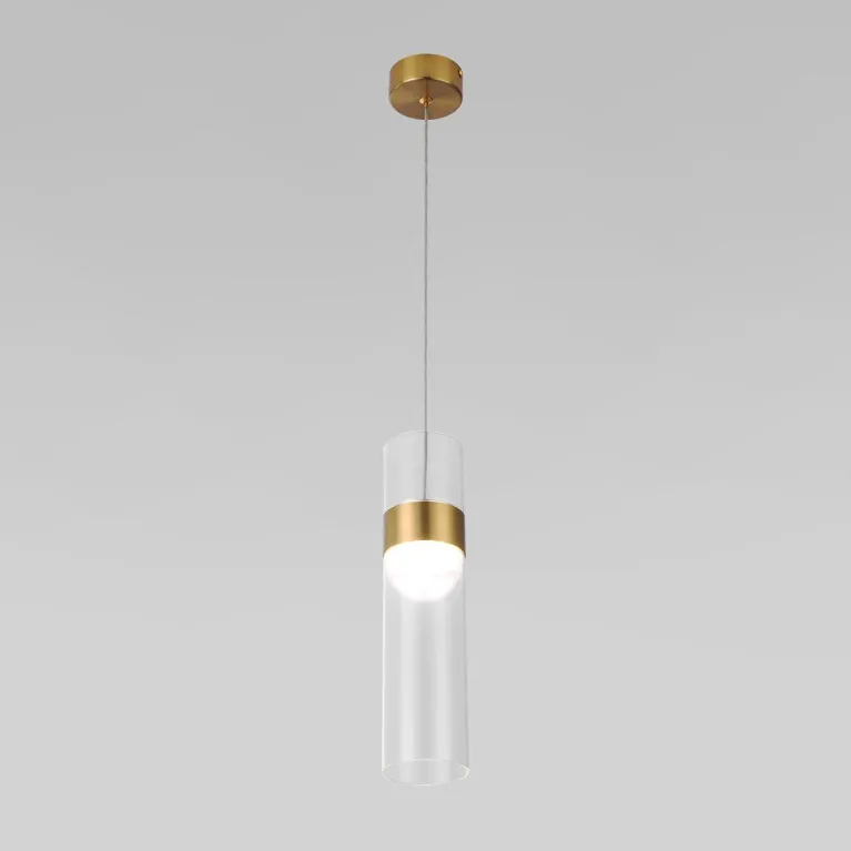 Подвесной светодиодный светильник Eurosvet Lumen 50244/1 Led латунь/прозрачный