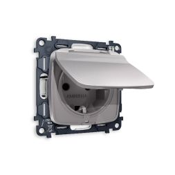 Комплект механизма розетки с/з со шторками и крышкой Ambrella Volt Omega MO508010