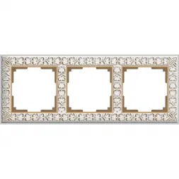 Рамка Antik на 3 поста белое золото WL07-Frame-01 4690389099199