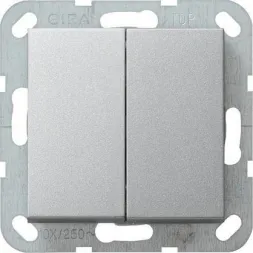 Выключатель кнопочный двухклавишный Gira System 55 10A 250V алюминий 012526