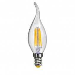 Лампа светодиодная филаментная Voltega E14 4W 2800К свеча на ветру прозрачная VG10-CW1E14warm4W-F 70