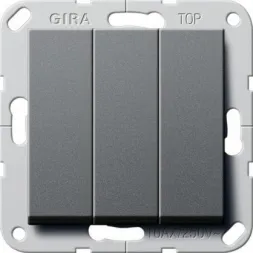 Выключатель трехклавишный Gira System 55 10A 250V британский стандарт антрацит 283028