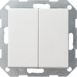 Переключатель кнопочный двухклавишный перекрестный Gira System 55 10A 250V чисто-белый глянцевый 012