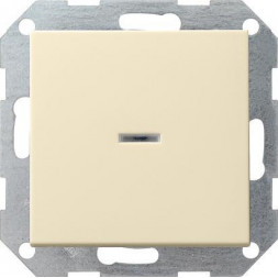 Переключатель кнопочный одноклавишный Gira System 55 с подсветкой 10A 250V кремовый глянцевый 013601