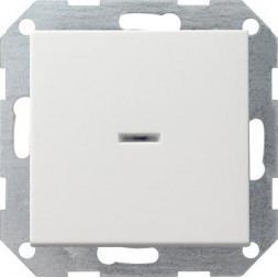 Переключатель кнопочный одноклавишный Gira System 55 с подсветкой 10A 250V чисто-белый шелковисто-ма
