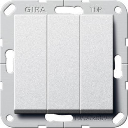 Переключатель трехклавишный Gira System 55 алюминий 283226