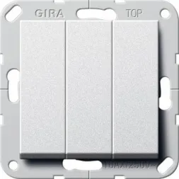Переключатель трехклавишный Gira System 55 алюминий 283226
