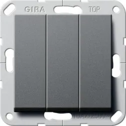 Переключатель трехклавишный Gira System 55 антрацит 283228