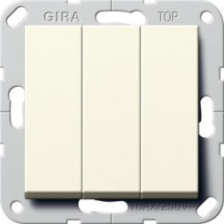 Переключатель трехклавишный Gira System 55 кремовый глянцевый 283201