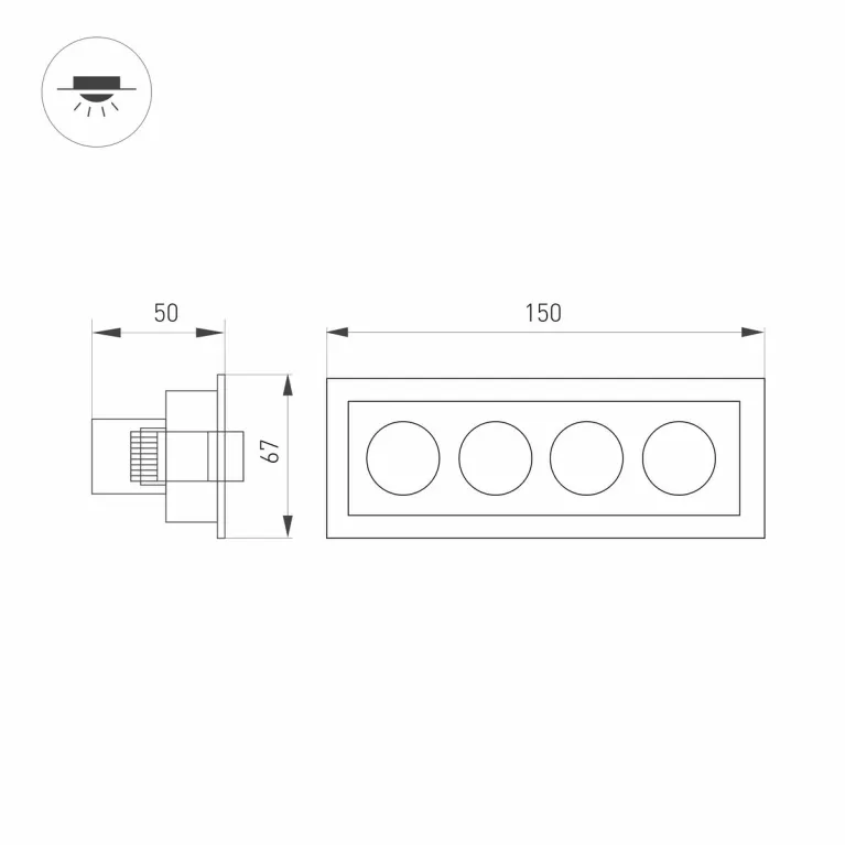 Встраиваемый светильник Arlight MS-Orient-Built-Turn-TC-S67x150-10W Warm3000 037208