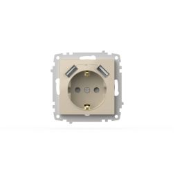 Розетка с заземлением и защитой от детей + два входа USB для заряда устройства ELBI Zena Vega 609-01