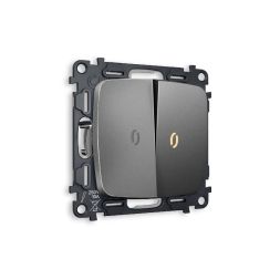 Комплект механизма 2-кл проходного выключателя с подсветкой Ambrella Volt Omega MO654030