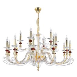 Подвесная люстра Crystal lux CATARINA SP12+6 V2 GOLD/TRANSPARENT-COGNAC