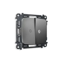 Комплект механизма 2-кл проходного выключателя с подсветкой Ambrella Volt Omega MO654035