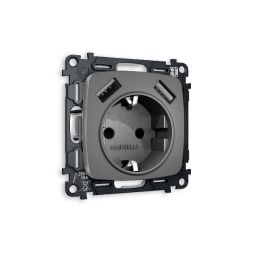 Комплект механизма розетки 2USB A+A 18W (быстрая зарядка) с/з Ambrella Volt Omega MO659010