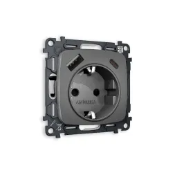 Комплект механизма розетки 2USB A+C 20W (быстрая зарядка) с/з Ambrella Volt Omega MO660010