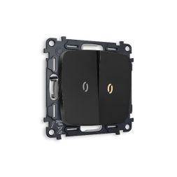 Комплект механизма 2-кл проходного выключателя с подсветкой Ambrella Volt Omega MO804030