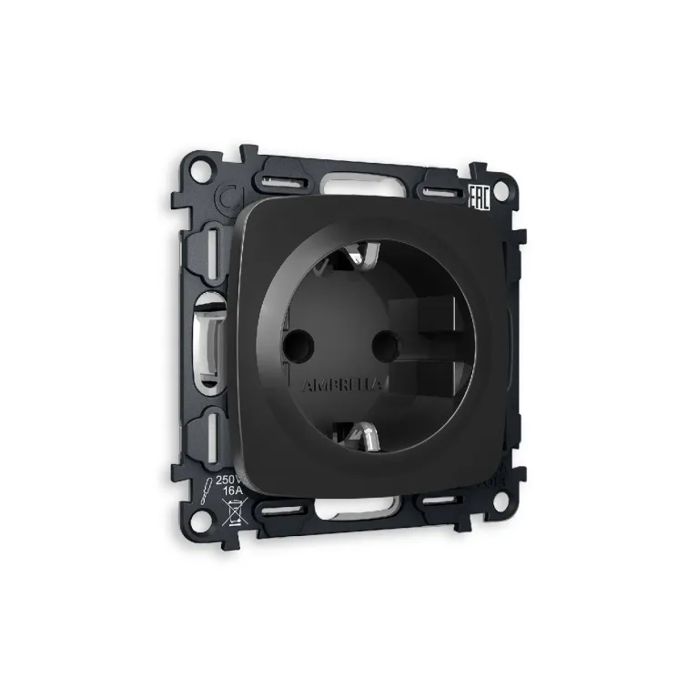 Комплект механизма розетки с/з cо шторками Ambrella Volt Omega MO807010