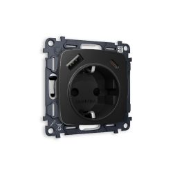 Комплект механизма розетки 2USB A+C 20W (быстрая зарядка) с/з Ambrella Volt Omega MO810010