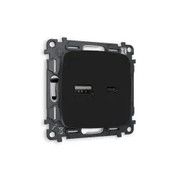 Комплект механизма розетки 2USB A+C 20W (быстрая зарядка) Ambrella Volt Omega MO811010