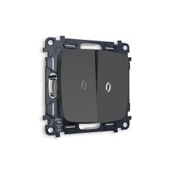 Комплект механизма 2-кл проходного выключателя с подсветкой Ambrella Volt Omega MO904035