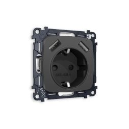 Комплект механизма розетки 2USB A+A 18W (быстрая зарядка) с/з Ambrella Volt Omega MO909010