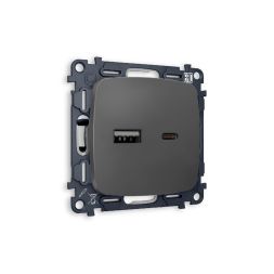 Комплект механизма розетки 2USB A+C 20W (быстрая зарядка) Ambrella Volt Omega MO911010