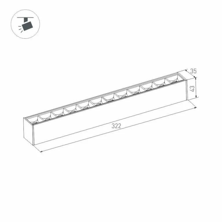 Трековый светодиодный светильник для магнитного шинопровода Arlight Mag-Laser-45-L320-12W Warm3000 0