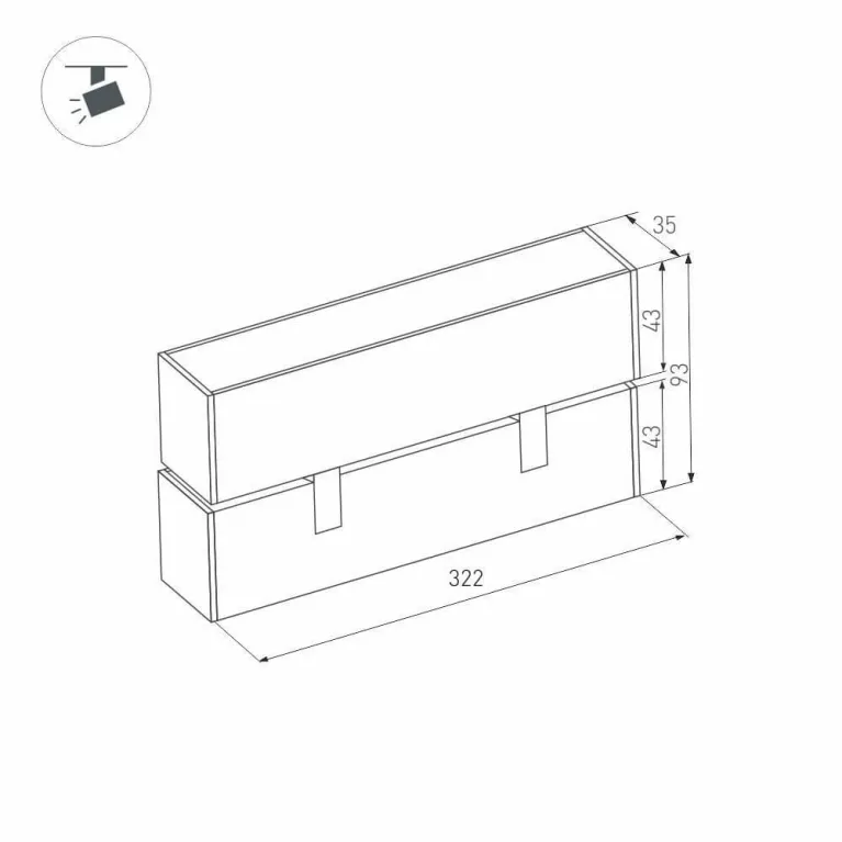 Трековый светодиодный светильник для магнитного шинопровода Arlight Mag-Laser-Fold-45-S320-12W Warm3