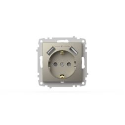 Розетка с заземлением и защитой от детей + два входа USB для заряда устройства ELBI Zena Vega 609-01