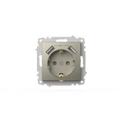 Розетка с заземлением и защитой от детей + два входа USB для заряда устройства ELBI Zena Vega 609-01