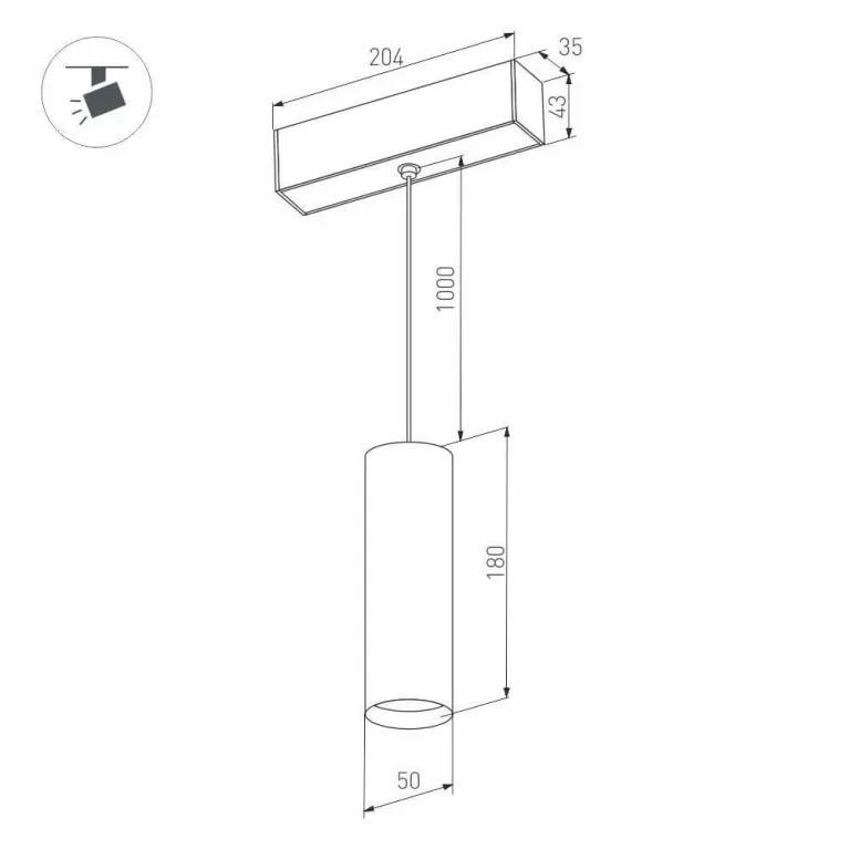 Трековый светодиодный светильник для магнитного шинопровода Arlight Mag-Spot-Hang-45-R50-7W Warm3000