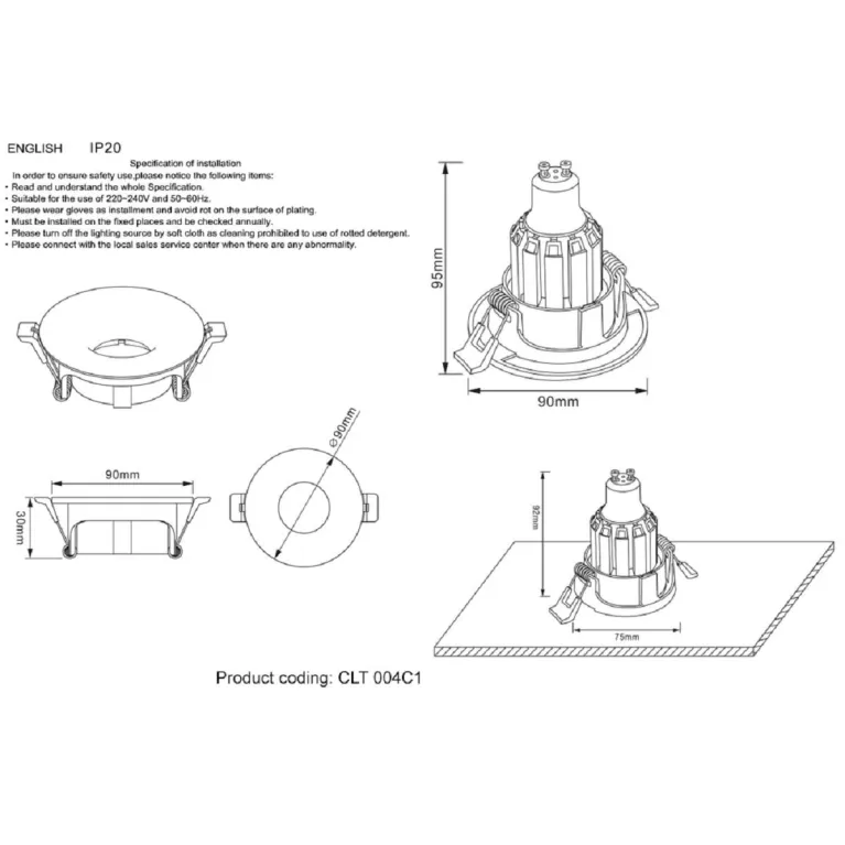 Встраиваемый светильник Crystal Lux CLT 004C1 CH