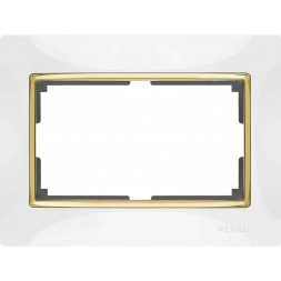 Рамка Snabb для двойной розетки белый/золото WL03-Frame-01-DBL-white/GD 4690389083846