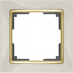 Рамка Snabb на 1 пост слоновая кость/золото WL03-Frame-01-ivory/GD 4690389083860