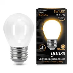 Лампа светодиодная филаментная Gauss E27 5W 2700К матовая 105202105