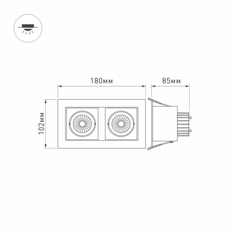 Встраиваемый светильник Arlight CL-KARDAN-S180x102-2x9W Warm 024127