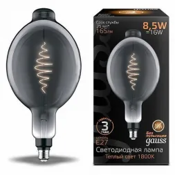 Лампа светодиодная филаментная Gauss E27 8,5W 1800K серая 152802005