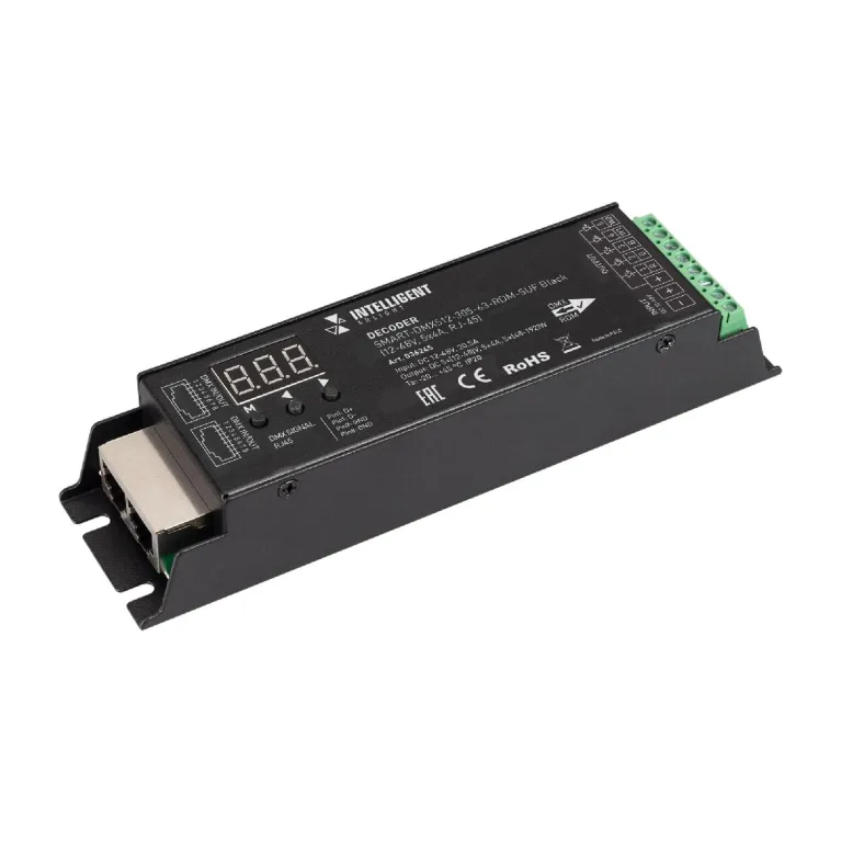 Декодер Arlight SMART-DMX512-305-63-RDM-SUF Black (12-48V, 5x4A, RJ-45) 036245