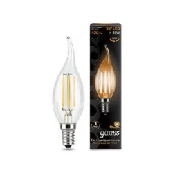 Лампа светодиодная Gauss E14 5W 2700K прозрачная 1/10/50 104801105