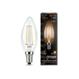 Лампа светодиодная филаментная Gauss E14 5W 2700К прозрачная 103801105