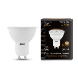 Лампа светодиодная Gauss GU10 7W 2700K матовая 101506107