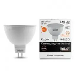 Лампа светодиодная Gauss GU5.3 3.5W 3000K матовая 13514