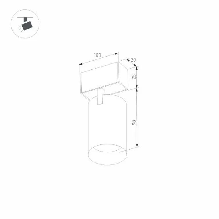 Трековый светодиодный светильник для магнитного шинопровода Arlight Mag-Spot-25-R90-9W Day4000 03324